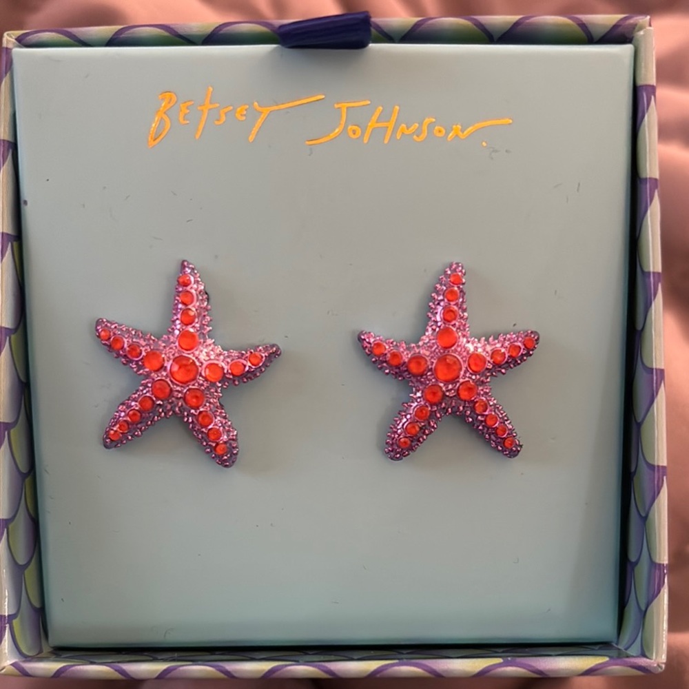 Betsey Johnson Vibrant Red Starfish Earrings NWT